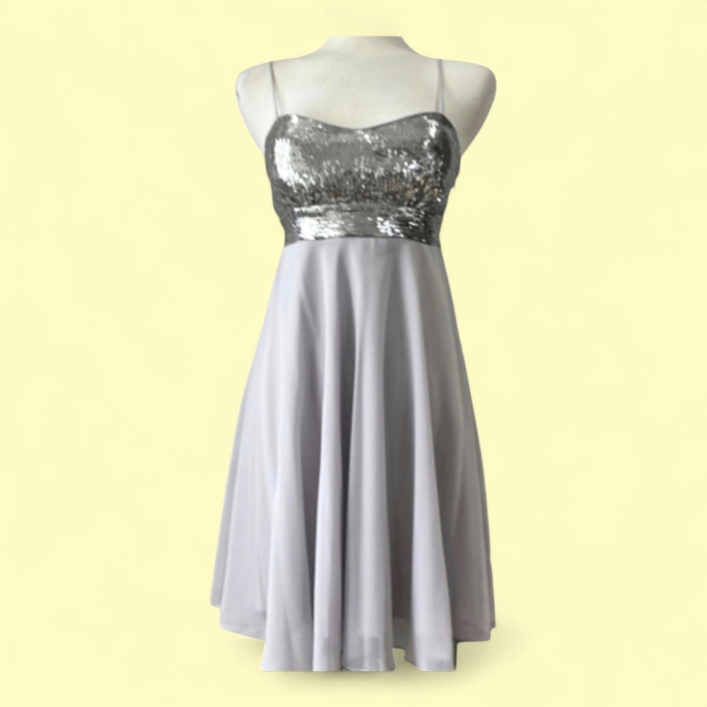 Maria Bonita Silver Sequin Party Dress Medium LIKE NEW!
